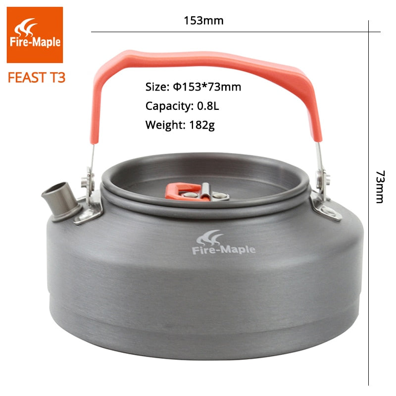 Outdoor Camping Kettle Coffee with Heat Proof Handle and Tea-strainer Aluminum alloy 0.8L FMC-T3