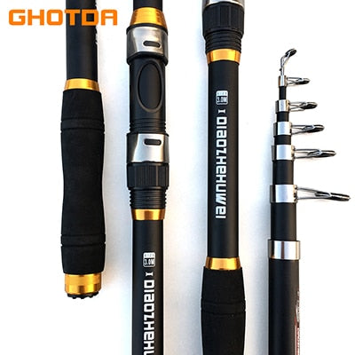 GHOTDA 2.1M -3.6M Carp Fishing Rod feeder Hard FRP Carbon Fiber Telescopic Fishing Rod fishing pole