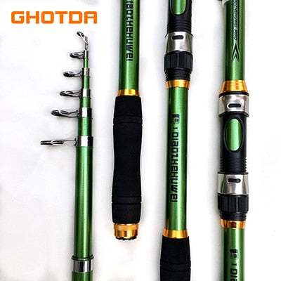 GHOTDA 2.1M -3.6M Carp Fishing Rod feeder Hard FRP Carbon Fiber Telescopic Fishing Rod fishing pole