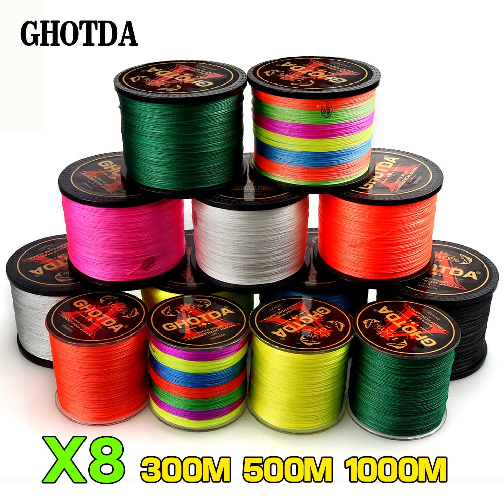 GHOTDA Braid Fishing line 300M 500M 1000M 8 Strands Multifilament Fishing Wire Carp Fishing 13-119lb