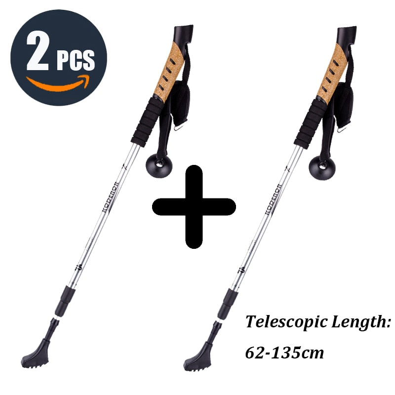 Walking Adjustable Trekking Pole Anti Shock Ultra Light Alpinism Poles Telescopic Ultralight