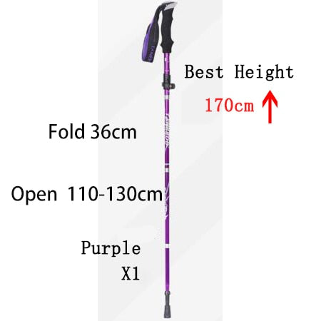 5-Section Outdoor Fold Trekking Pole Camping Portable Walking Hiking Stick