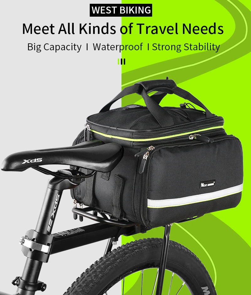 Waterproof Bike Seat Pannier Pack Luggage Cycling Bag 10-25L Bicycle Pannier Bag with Rain Cover