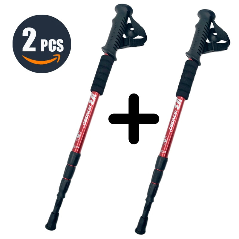 Walking Adjustable Trekking Pole Anti Shock Ultra Light Alpinism Poles Telescopic Ultralight