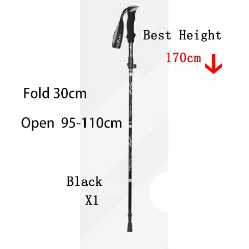 5-Section Outdoor Fold Trekking Pole Camping Portable Walking Hiking Stick