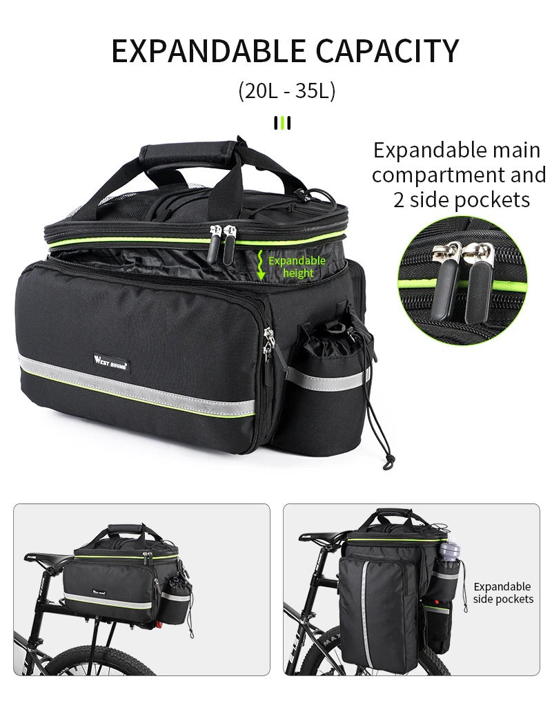 Waterproof Bike Seat Pannier Pack Luggage Cycling Bag 10-25L Bicycle Pannier Bag with Rain Cover