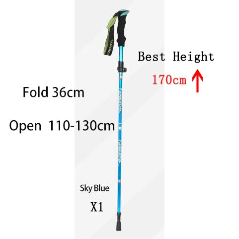 5-Section Outdoor Fold Trekking Pole Camping Portable Walking Hiking Stick