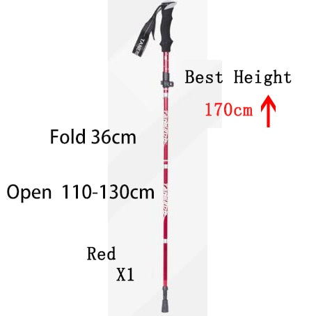 5-Section Outdoor Fold Trekking Pole Camping Portable Walking Hiking Stick