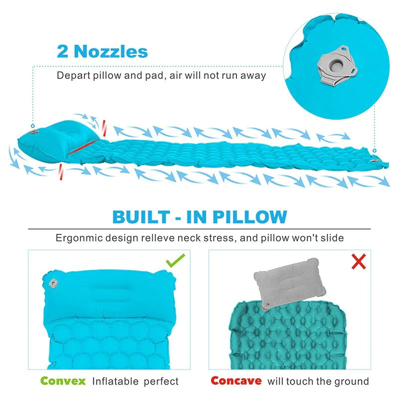 Hitorhike Topselling Inflatable Sleeping Pad Camping Mat With Pillow air mattress Sleeping Cushion