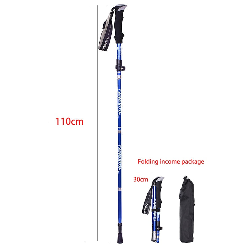 5-Section Outdoor Fold Trekking Pole Camping Portable Walking Hiking Stick