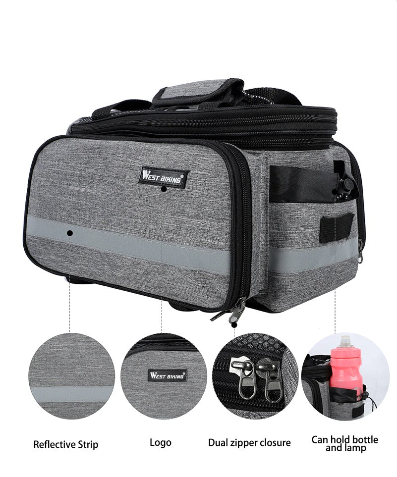 Waterproof Bike Seat Pannier Pack Luggage Cycling Bag 10-25L Bicycle Pannier Bag with Rain Cover