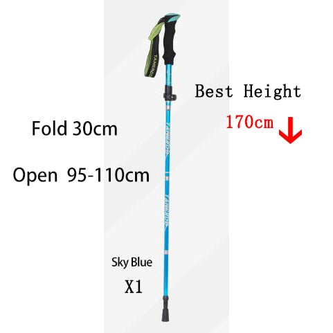 5-Section Outdoor Fold Trekking Pole Camping Portable Walking Hiking Stick