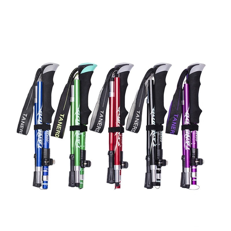 5-Section Outdoor Fold Trekking Pole Camping Portable Walking Hiking Stick