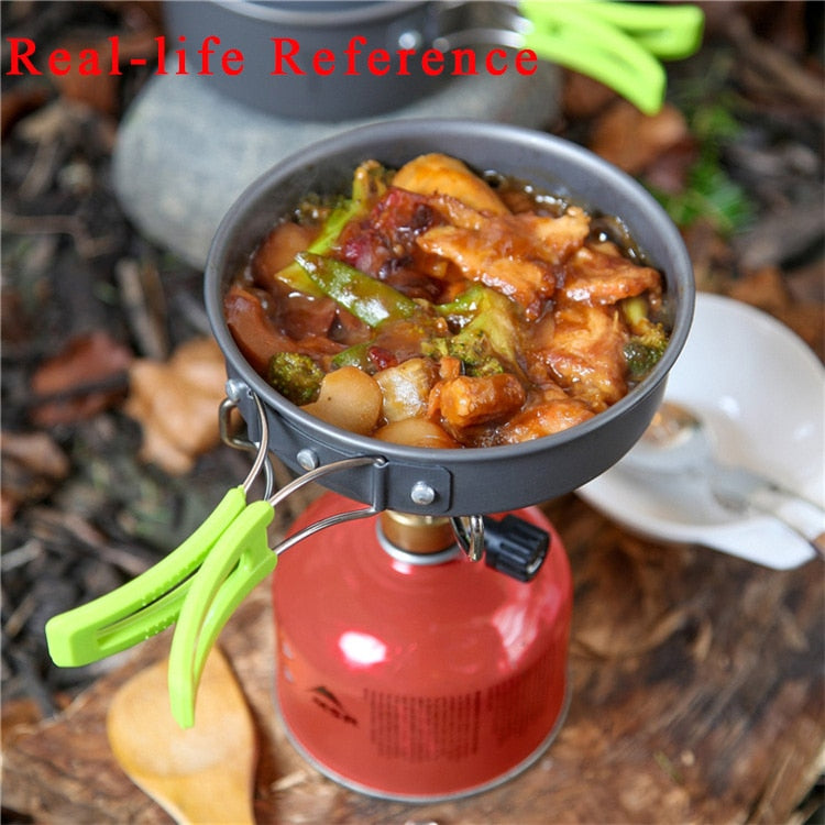 Portable Camping Tableware Cooking Set Outdoor Cookware Pan Pot Bowl Spoon Fork Utensils