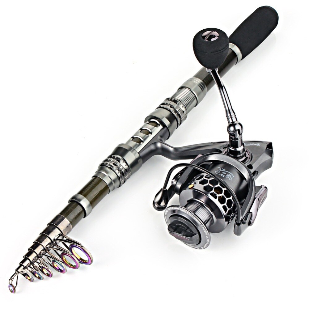 Fishing Rod & Reel Combo Telescopic Fishing Rod Spinning Reel with Free Spool Fishing Hooks Lure