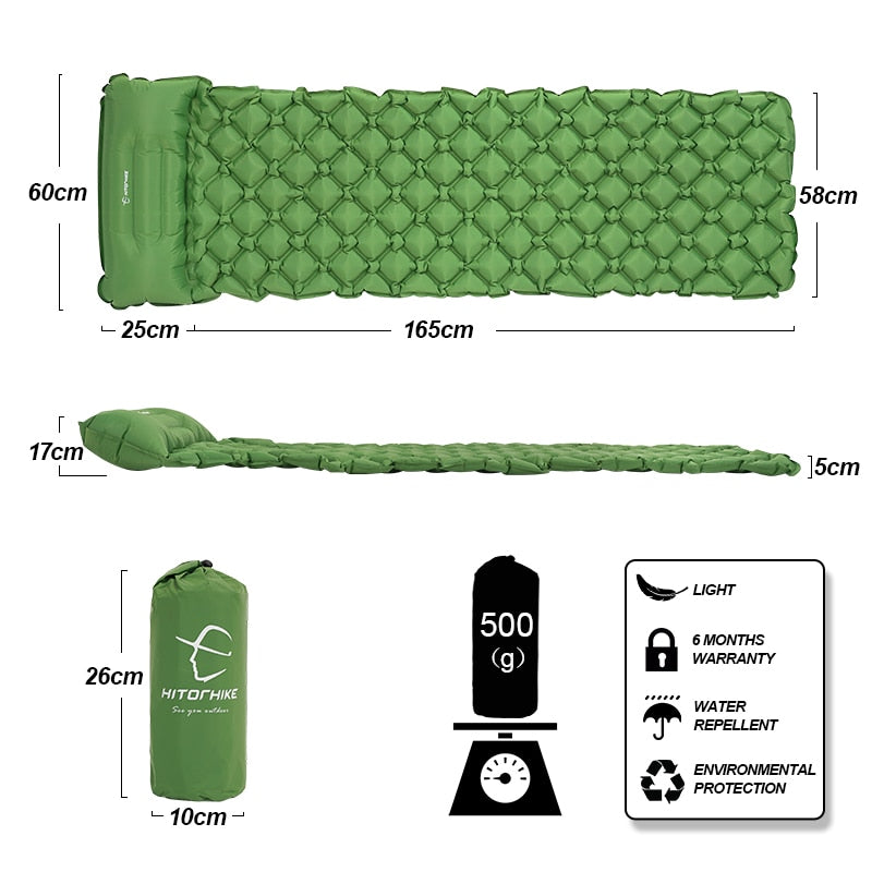 Hitorhike Inflatable mattress Cushion Sleeping Bag Mat Fast Filling Air Moistureproof Camping