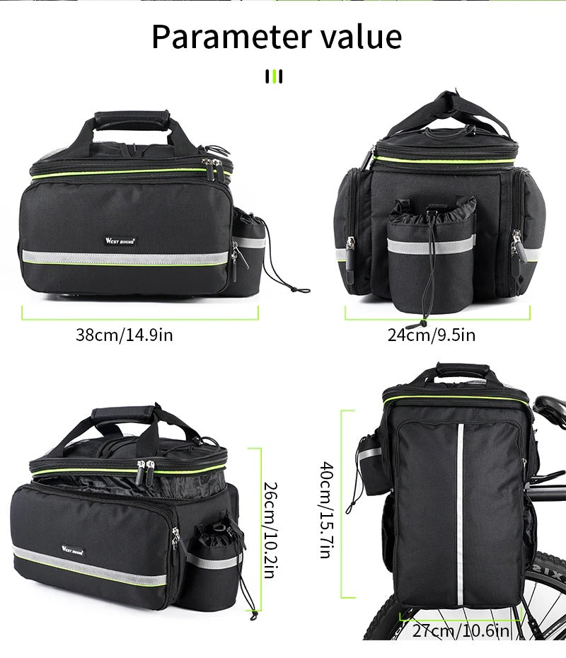 Waterproof Bike Seat Pannier Pack Luggage Cycling Bag 10-25L Bicycle Pannier Bag with Rain Cover