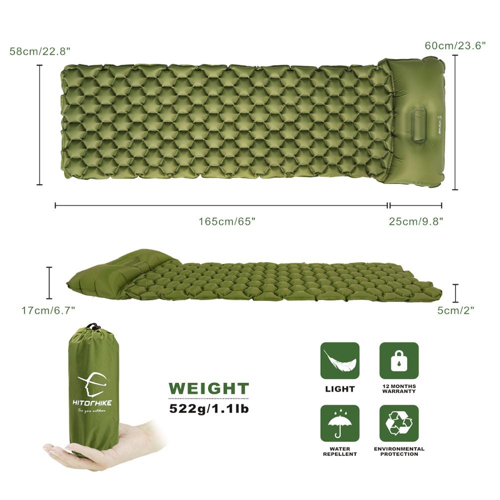 Hitorhike Topselling Inflatable Sleeping Pad Camping Mat With Pillow air mattress Sleeping Cushion