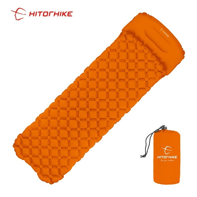 Hitorhike innovative sleeping pad fast filling air bag camping mat inflatable mattress with pillow