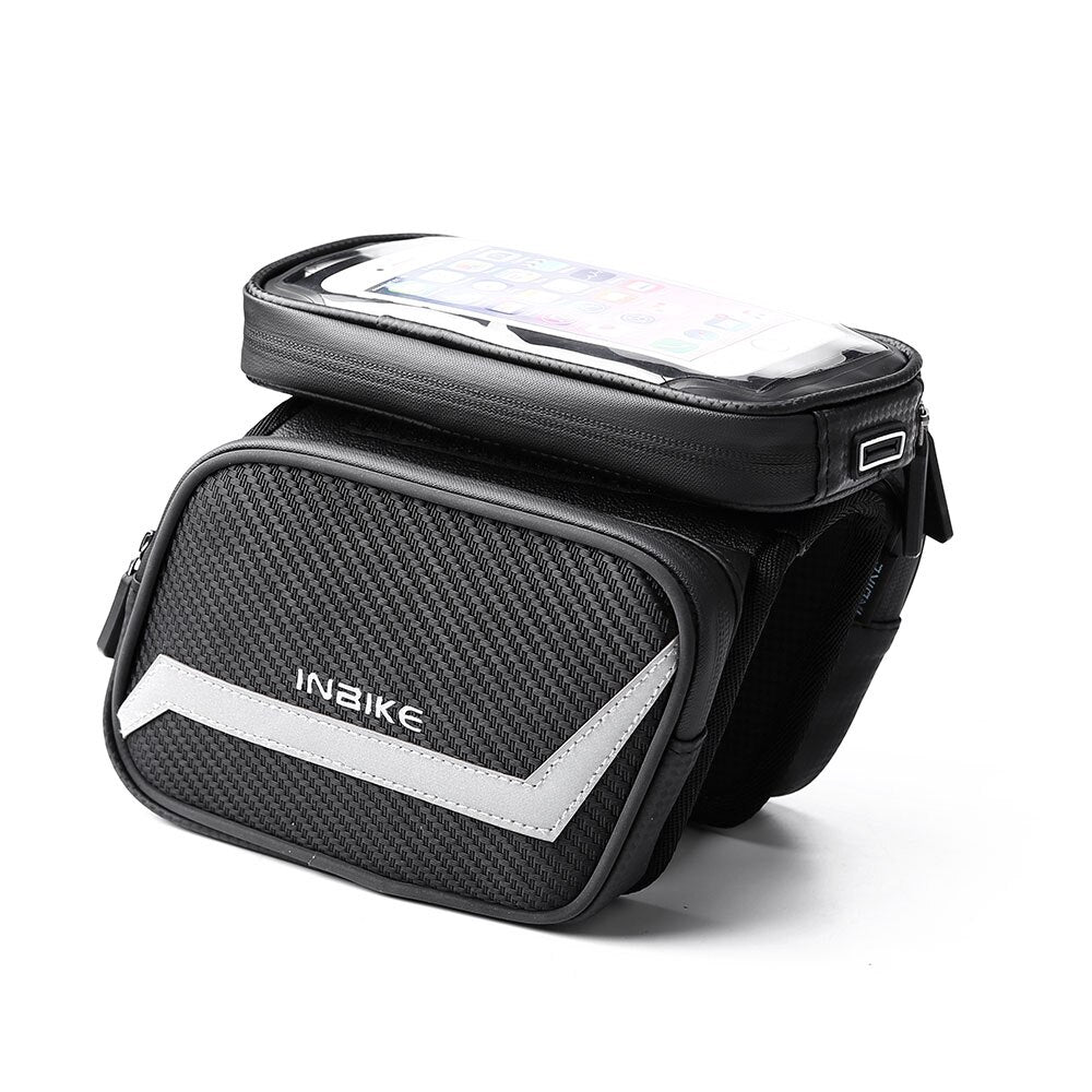 Bike Frame Bag Large Capacity Waterproof Cycling Phone Bag with Touch Screen Frame Front Top Bag