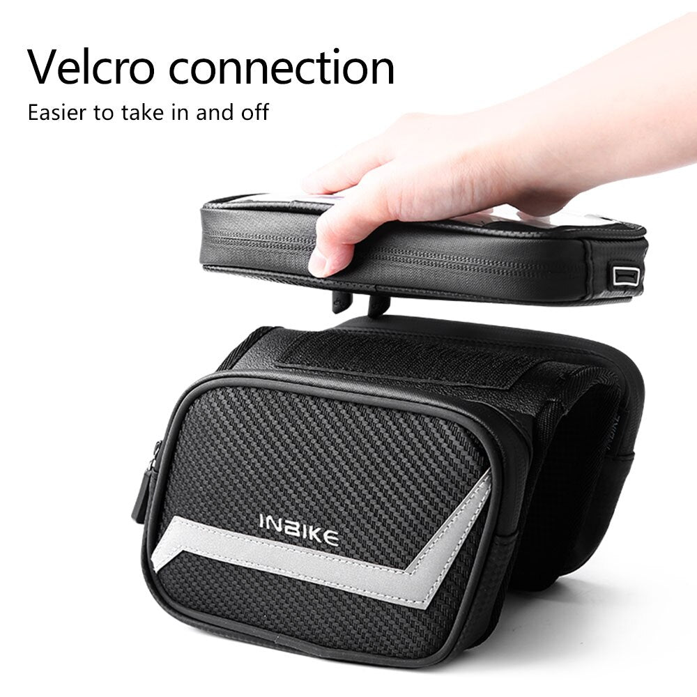 Bike Frame Bag Large Capacity Waterproof Cycling Phone Bag with Touch Screen Frame Front Top Bag