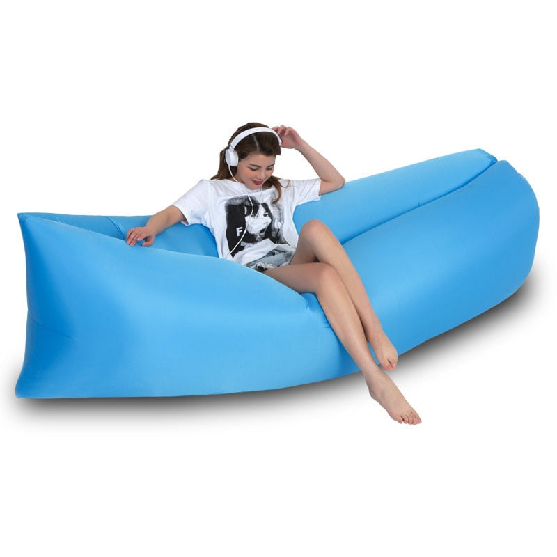 Inflatable Lounger Air Sofa Lightweight Beach Sleeping Bag Air Hammock Folding Rapid Inflatable Sofa