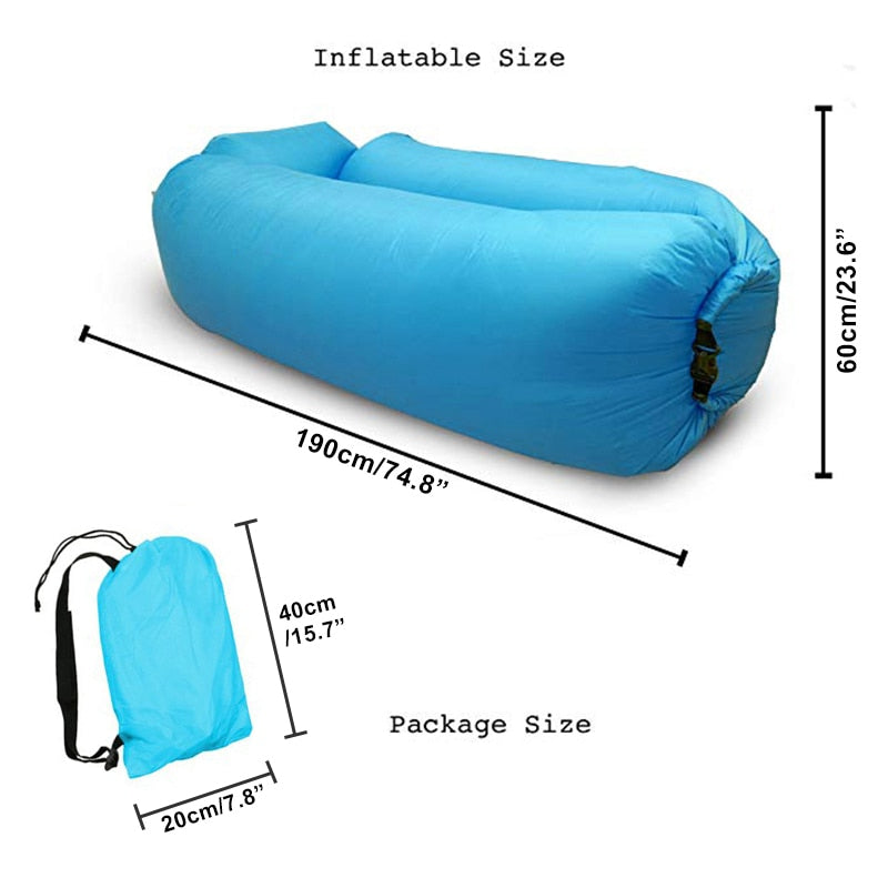 Inflatable Lounger Air Sofa Lightweight Beach Sleeping Bag Air Hammock Folding Rapid Inflatable Sofa