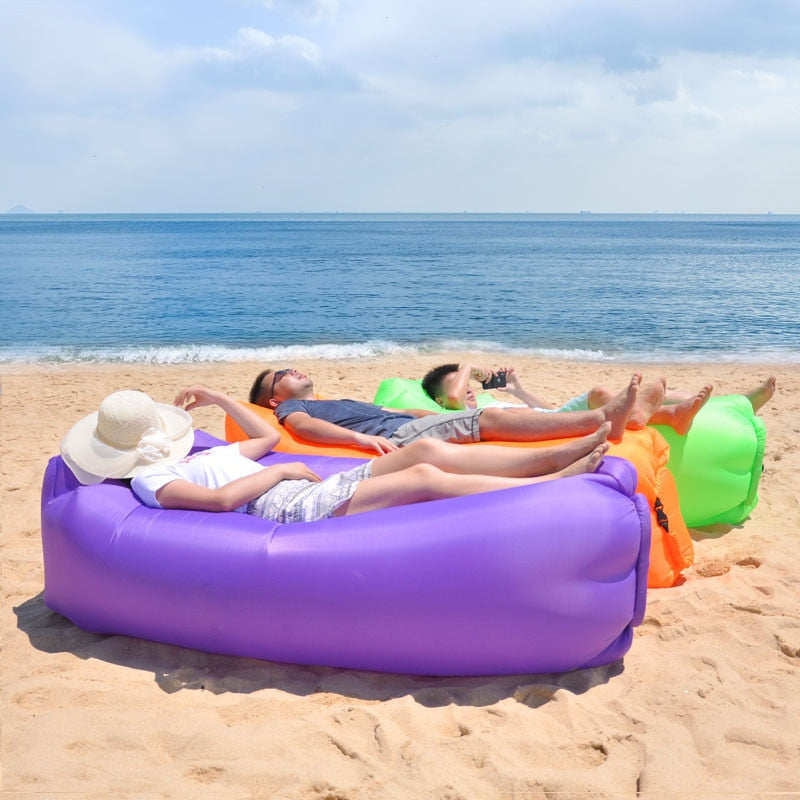 Inflatable Lounger Air Sofa Lightweight Beach Sleeping Bag Air Hammock Folding Rapid Inflatable Sofa