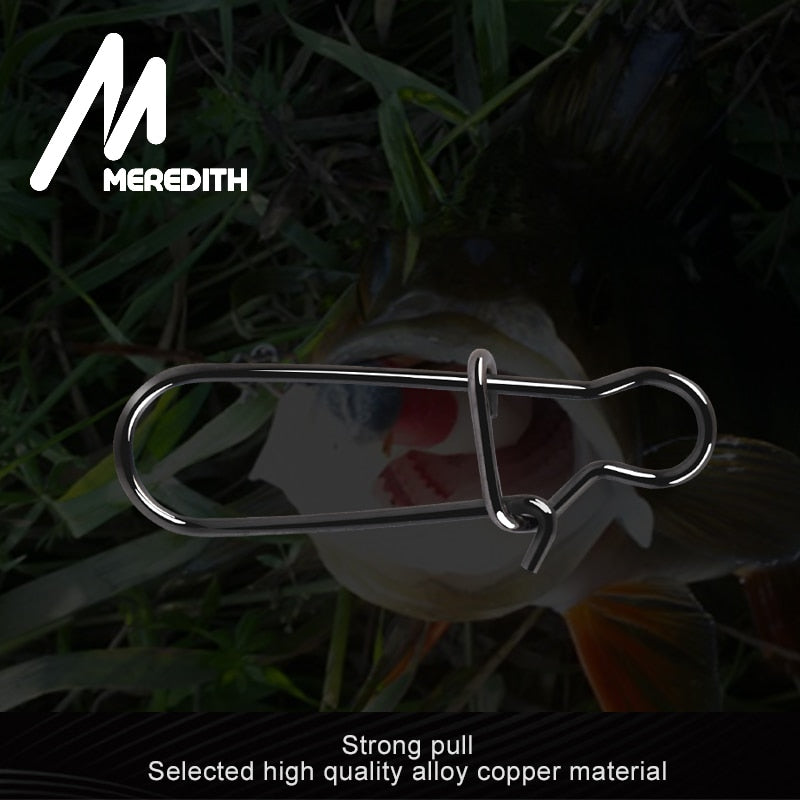 Meredith 50pcs Stainless Steel Fishing Connector Fast Clip Lock Snap Swivel Solid Rings Safety Snaps Fishing Hook Tool Snap