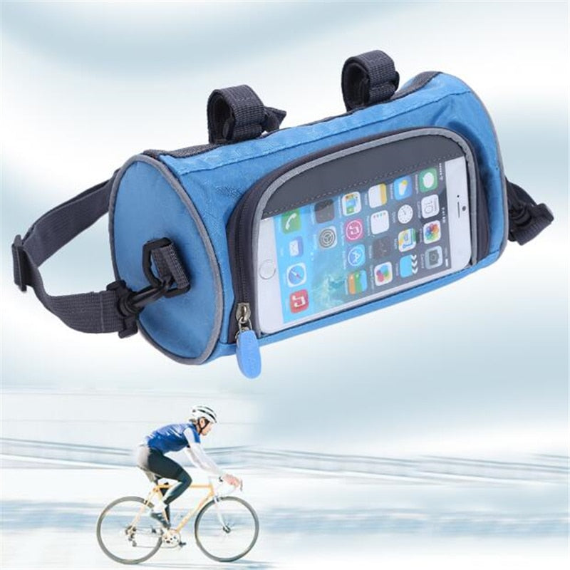 Mountain Bike Bicycle Bags Panniers Touch Screen Cycling Phone Bag Case Road Bike Front Tube Handlebar Cylinder Bag