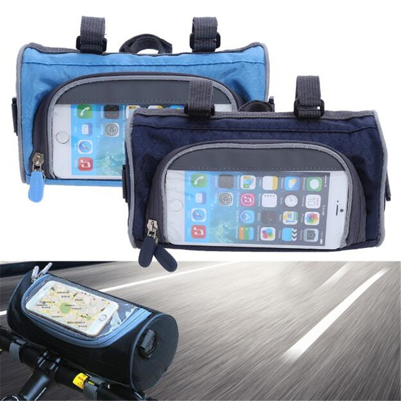 Mountain Bike Bicycle Bags Panniers Touch Screen Cycling Phone Bag Case Road Bike Front Tube Handlebar Cylinder Bag