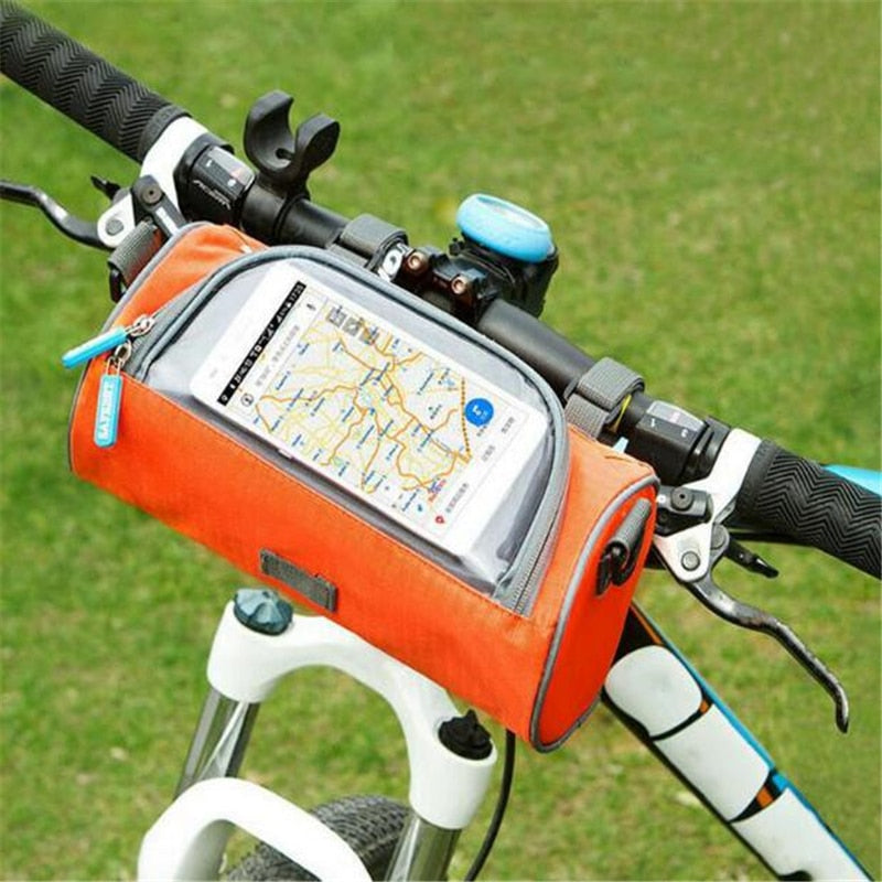 Mountain Bike Bicycle Bags Panniers Touch Screen Cycling Phone Bag Case Road Bike Front Tube Handlebar Cylinder Bag