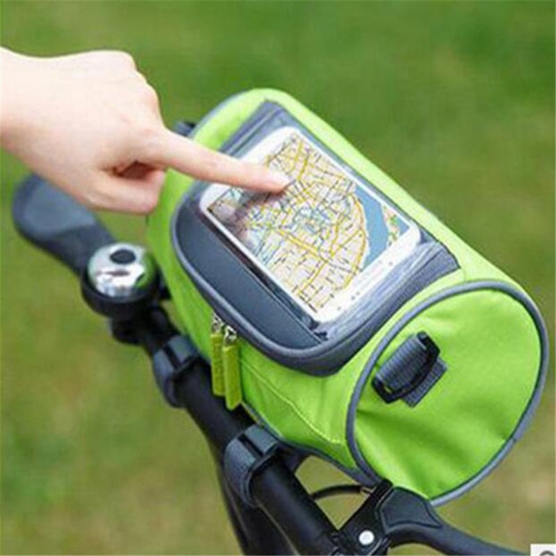 Mountain Bike Bicycle Bags Panniers Touch Screen Cycling Phone Bag Case Road Bike Front Tube Handlebar Cylinder Bag