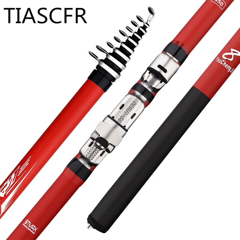 Portable rotary fishing 3.6M4.5M5.4M6.3M fishing rod tough carbon fiber M power telescopic travel sea boat rock fishing rod