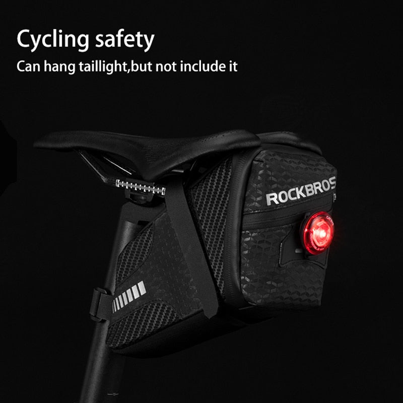 1.5L Bike Bag Large Capcaity Reflective Rear Saddle Bag Can Hang Taillight Durable Storage