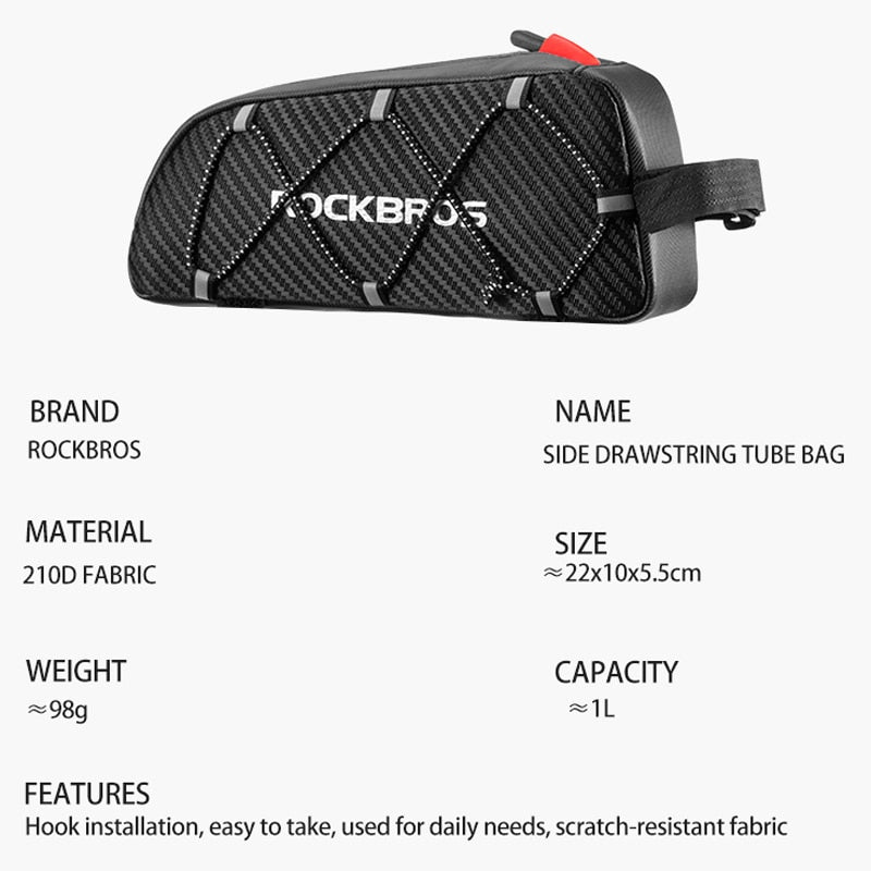 Bike Bag Waterproof Reflective Front Top Frame Tube Bag Large Capacity Ultralight Bicycle Bag Cycling Pannier Bag 1L