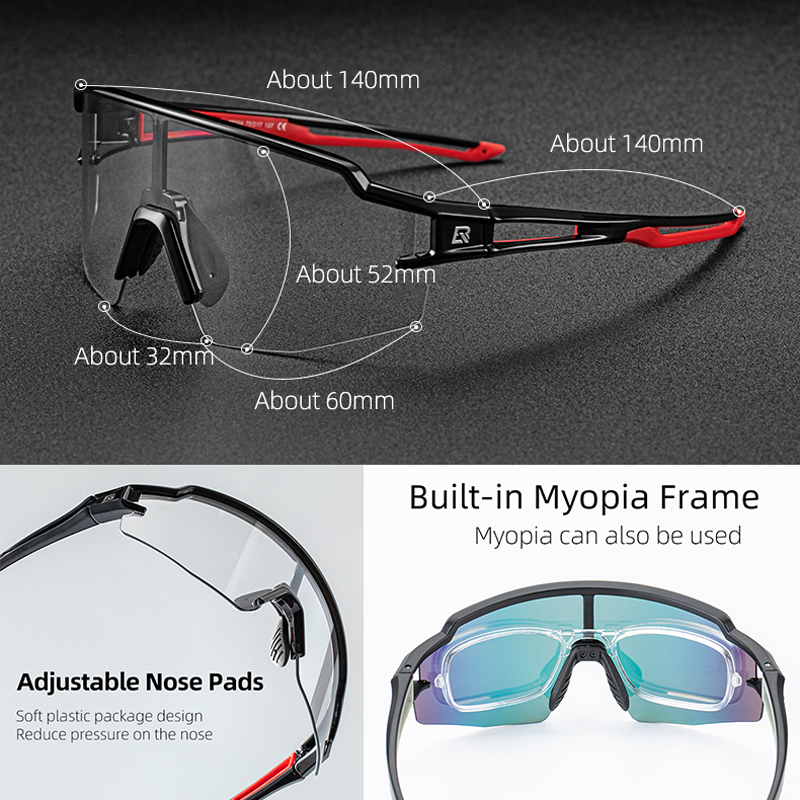 Photochromic Cycling Glasses Polarized Built-in Myopia Frame Sports Sunglasses Men Women