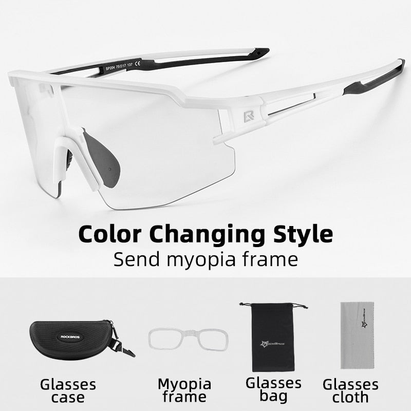 Photochromic Cycling Glasses Polarized Built-in Myopia Frame Sports Sunglasses Men Women