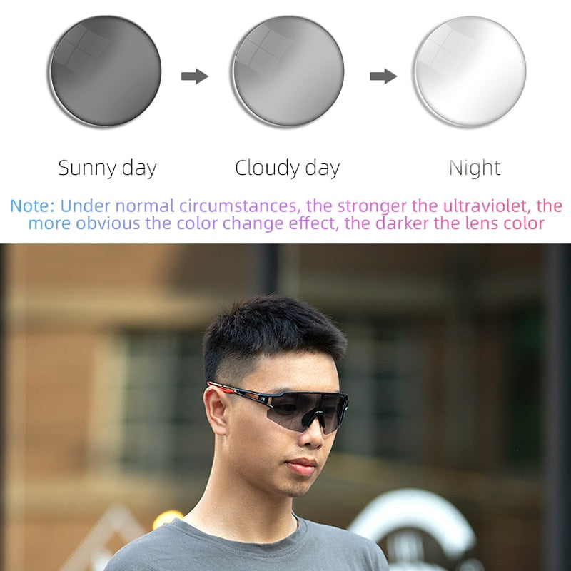 Photochromic Cycling Glasses Polarized Built-in Myopia Frame Sports Sunglasses Men Women