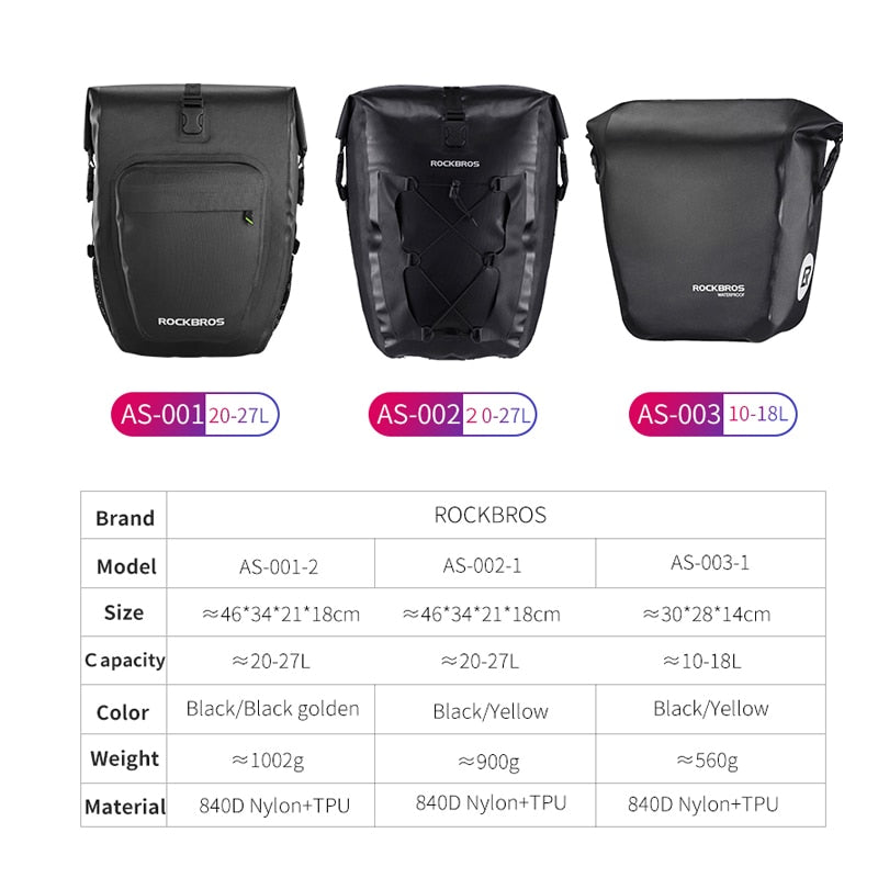 Waterproof Bike Bag 27L Travel Cycling Bag Basket Bicycle Rear Rack Tail Seat Trunk Bags Pannier