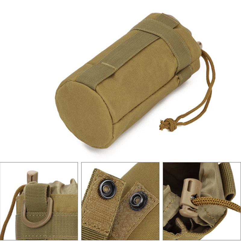 Tactical Molle Water Bottle Bag Military Outdoor Camping Hiking Drawstring Water Bottle Holder