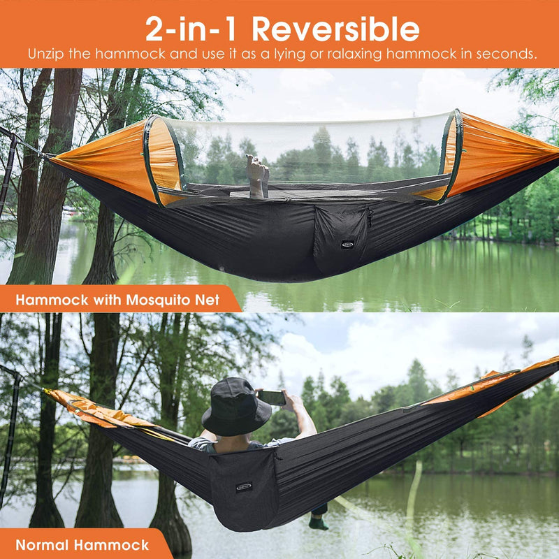 Large Camping Hammock with Mosquito Net 2 Person Pop-up Parachute Lightweight Hammocks