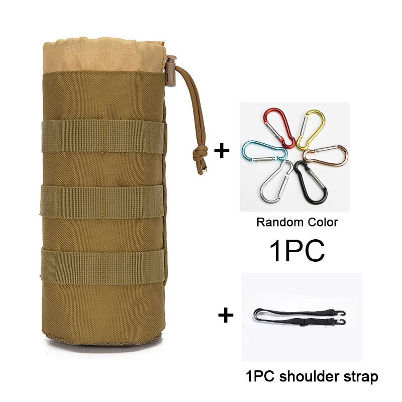 Tactical Molle Water Bottle Bag Military Outdoor Camping Hiking Drawstring Water Bottle Holder