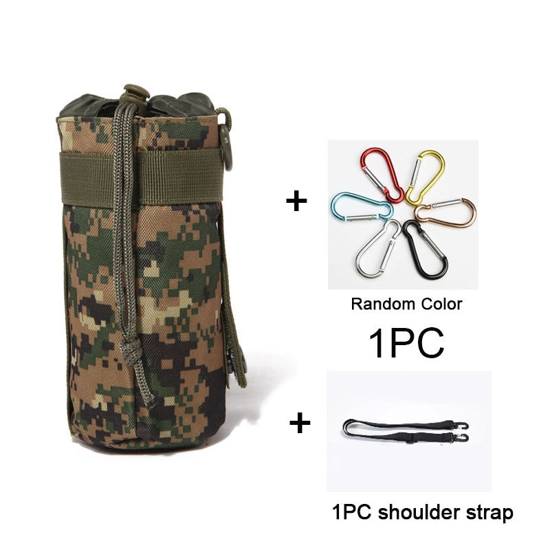 Tactical Molle Water Bottle Bag Military Outdoor Camping Hiking Drawstring Water Bottle Holder