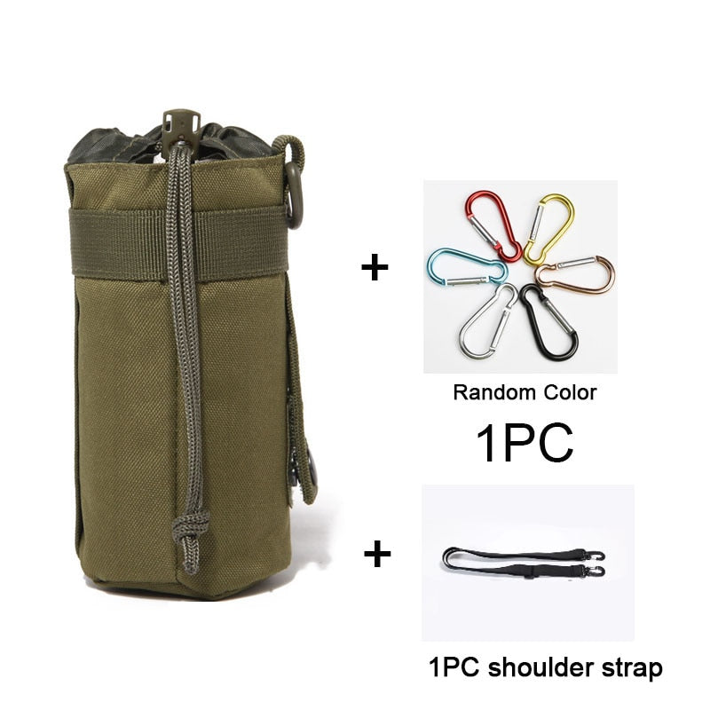 Tactical Molle Water Bottle Bag Military Outdoor Camping Hiking Drawstring Water Bottle Holder