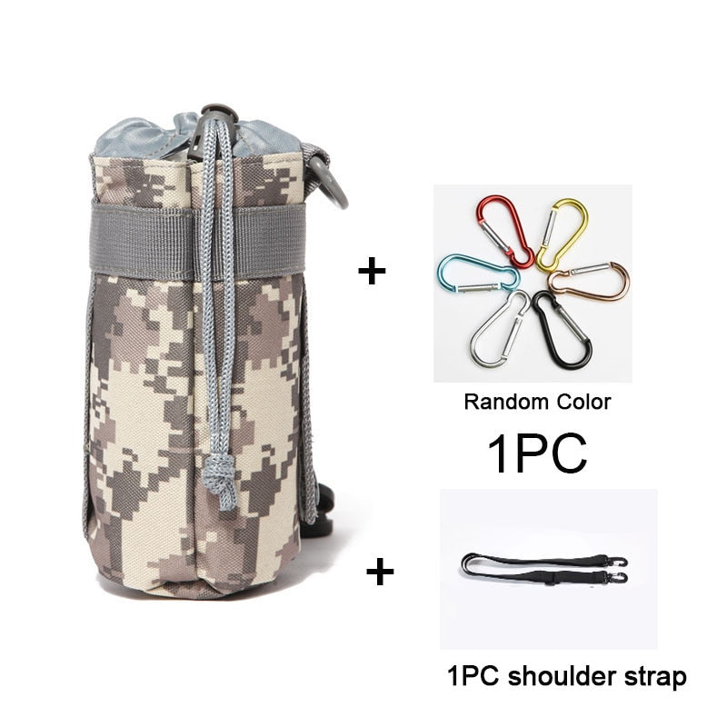 Tactical Molle Water Bottle Bag Military Outdoor Camping Hiking Drawstring Water Bottle Holder