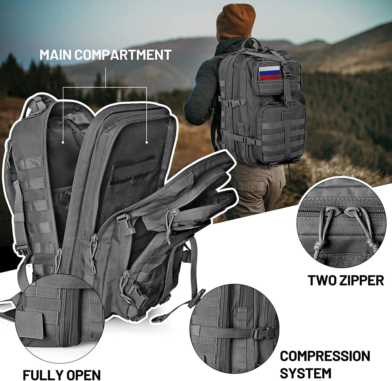 50L Men Military Tactical Backpack Waterproof Large Capacity Bags Outdoor Sport Hiking Camping