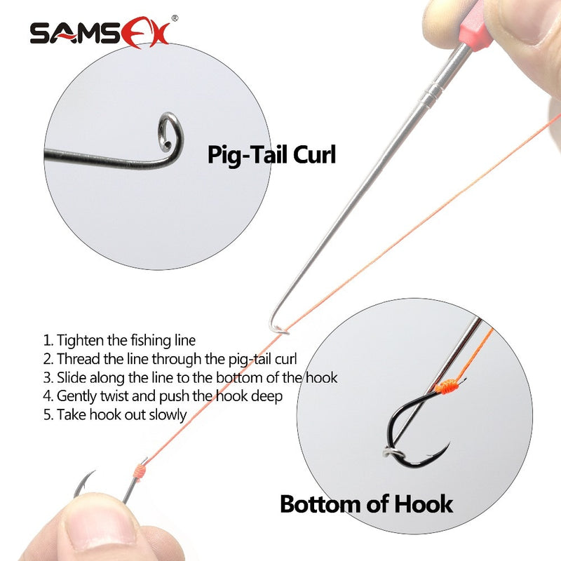 2PCs Hook Loop Tyer/Disgorger Tie Nail Knot Tying Tool Tackle Fly Fishing  Hook 