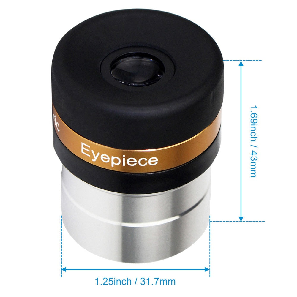 Eyepiece Aspheric 1.25'' HD Wide Angle 62 Degree Lens 4/10/23mm Fully Coated