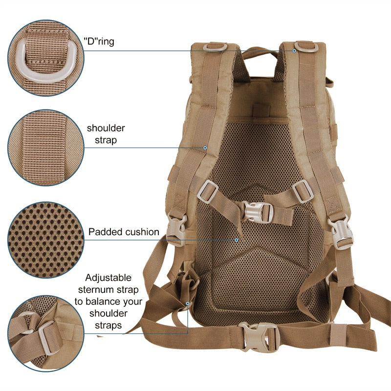 Men Army Military Tactical Backpack 1000D Polyester 3P Softback Outdoor Waterproof Rucksack